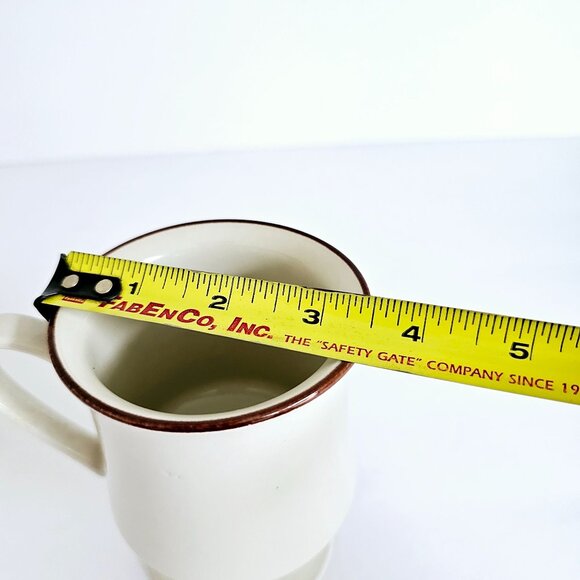 Vintage Ceramic Pedestal Mug Made in Japan Brown Rim Ivory Japanese‎ Mug~F190.2 - Picture 7 of 7